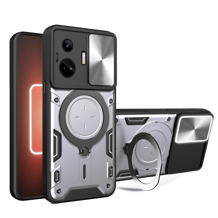 CD Texture Sliding Camshield Magnetic Holder Phone Case, For Realme GT3 5G, For Realme 10 Pro+ 5G, For Realme C35, For Realme C21 / C20 / C11 2021