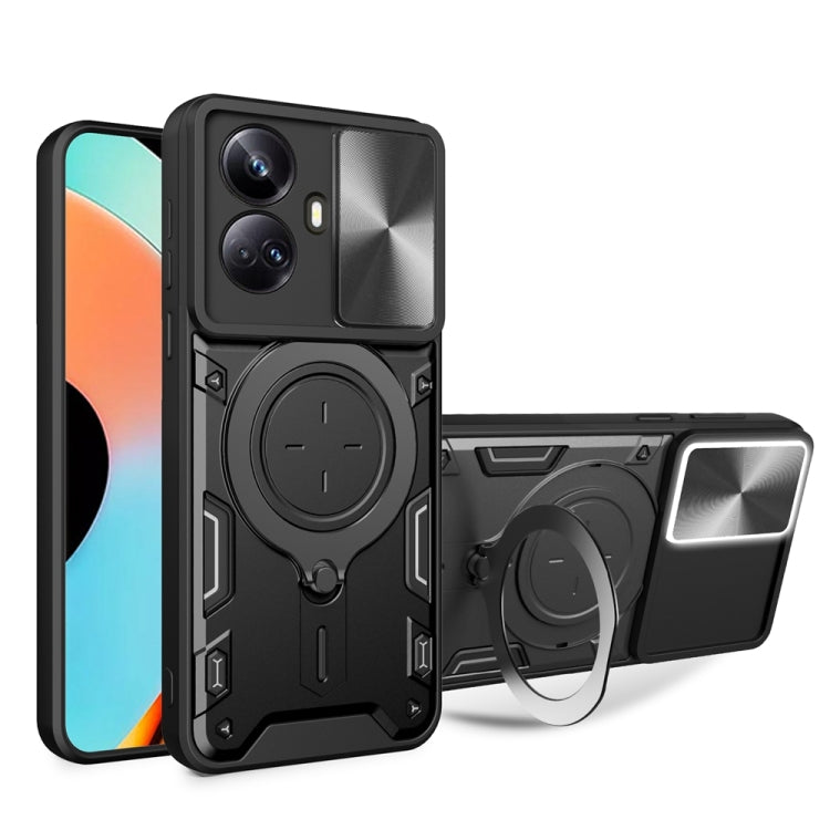 CD Texture Sliding Camshield Magnetic Holder Phone Case, For Realme GT3 5G, For Realme 10 Pro+ 5G, For Realme C35, For Realme C21 / C20 / C11 2021