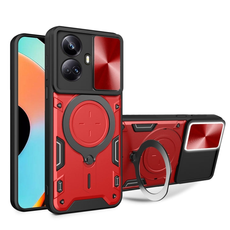 CD Texture Sliding Camshield Magnetic Holder Phone Case, For Realme GT3 5G, For Realme 10 Pro+ 5G, For Realme C35, For Realme C21 / C20 / C11 2021