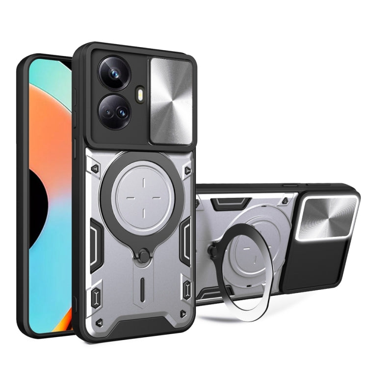 CD Texture Sliding Camshield Magnetic Holder Phone Case, For Realme GT3 5G, For Realme 10 Pro+ 5G, For Realme C35, For Realme C21 / C20 / C11 2021