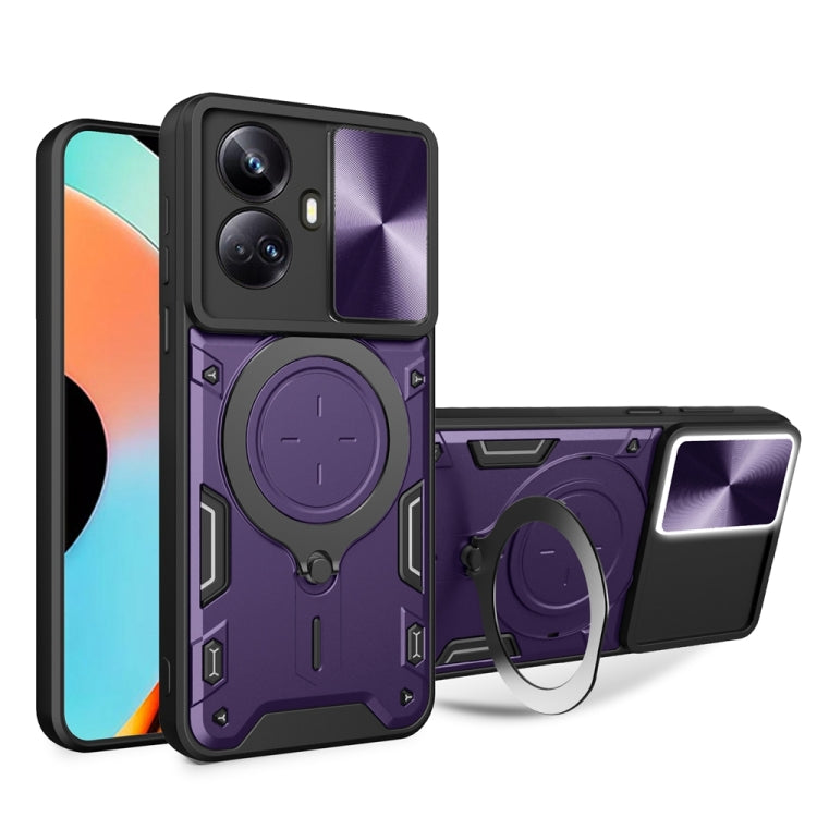 CD Texture Sliding Camshield Magnetic Holder Phone Case, For Realme GT3 5G, For Realme 10 Pro+ 5G, For Realme C35, For Realme C21 / C20 / C11 2021