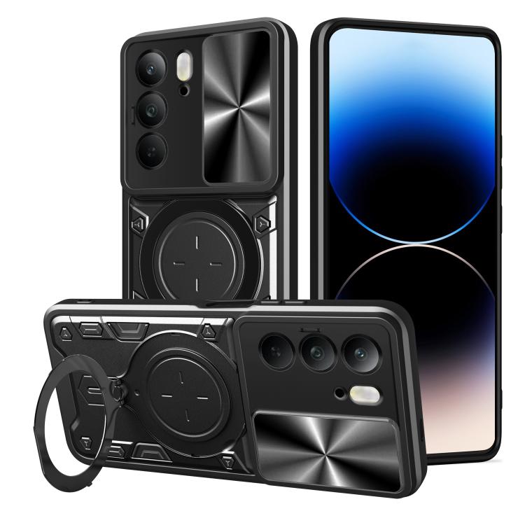 CD Texture Sliding Camshield Magnetic Holder Phone Case, For Realme P4 Power 5G, For Realme 16 Pro / 16 Pro+ 5G, For Realme P3 5G / 14 5G Global, For Realme P3 Ultra 5G India, For Realme 14 Pro+ 5G, For Realme C75 4G / 14x 5G Global                    ...