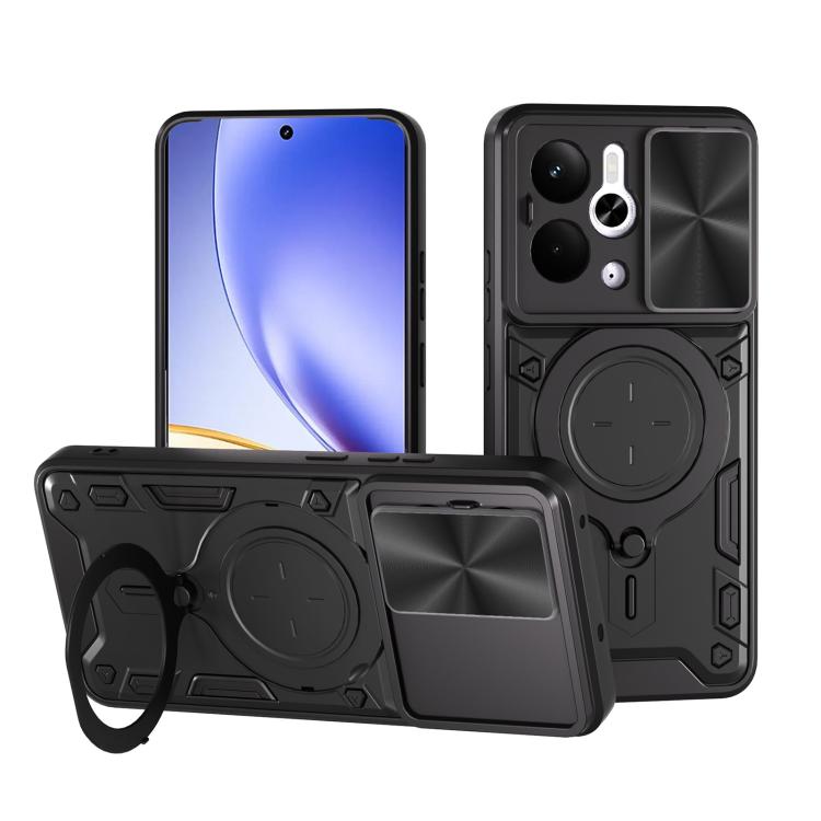 CD Texture Sliding Camshield Magnetic Holder Phone Case, For Realme P4 Power 5G, For Realme 16 Pro / 16 Pro+ 5G, For Realme P3 5G / 14 5G Global, For Realme P3 Ultra 5G India, For Realme 14 Pro+ 5G, For Realme C75 4G / 14x 5G Global                    ...