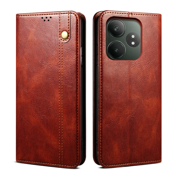 Oil Wax Crazy Horse Texture Leather Phone Case, For Realme 14 5G Global, For Realme P3 Pro, For Realme 14 Pro+ Global, For Realme 14 Pro Global, For Realme Note 60 4G / C61 4G, For Realme 13 Pro 5G Global, For Realme GT 6T 5G Global                    ...