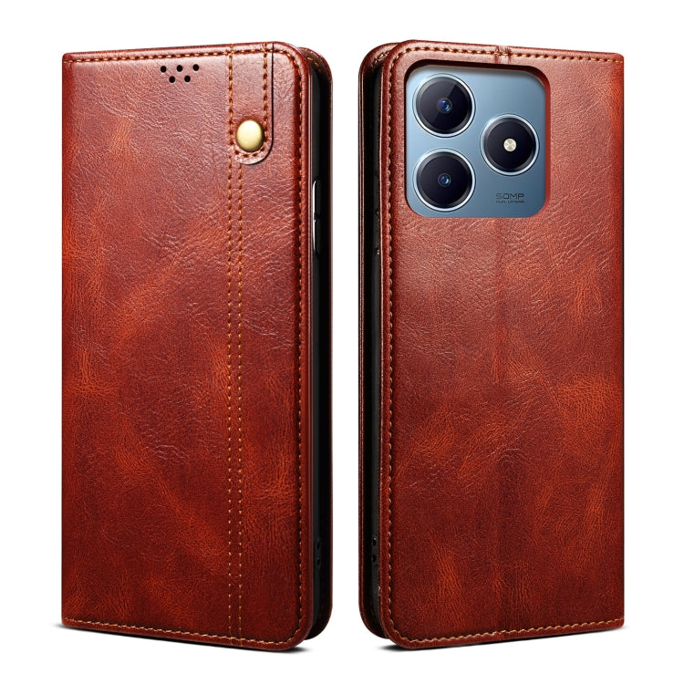 Oil Wax Crazy Horse Texture Leather Phone Case, For Realme 14 5G Global, For Realme P3 Pro, For Realme 14 Pro+ Global, For Realme 14 Pro Global, For Realme Note 60 4G / C61 4G, For Realme 13 Pro 5G Global, For Realme GT 6T 5G Global                    ...