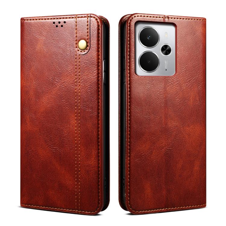 Oil Wax Crazy Horse Texture Leather Phone Case, For Realme 14 5G Global, For Realme P3 Pro, For Realme 14 Pro+ Global, For Realme 14 Pro Global, For Realme Note 60 4G / C61 4G, For Realme 13 Pro 5G Global, For Realme GT 6T 5G Global                    ...