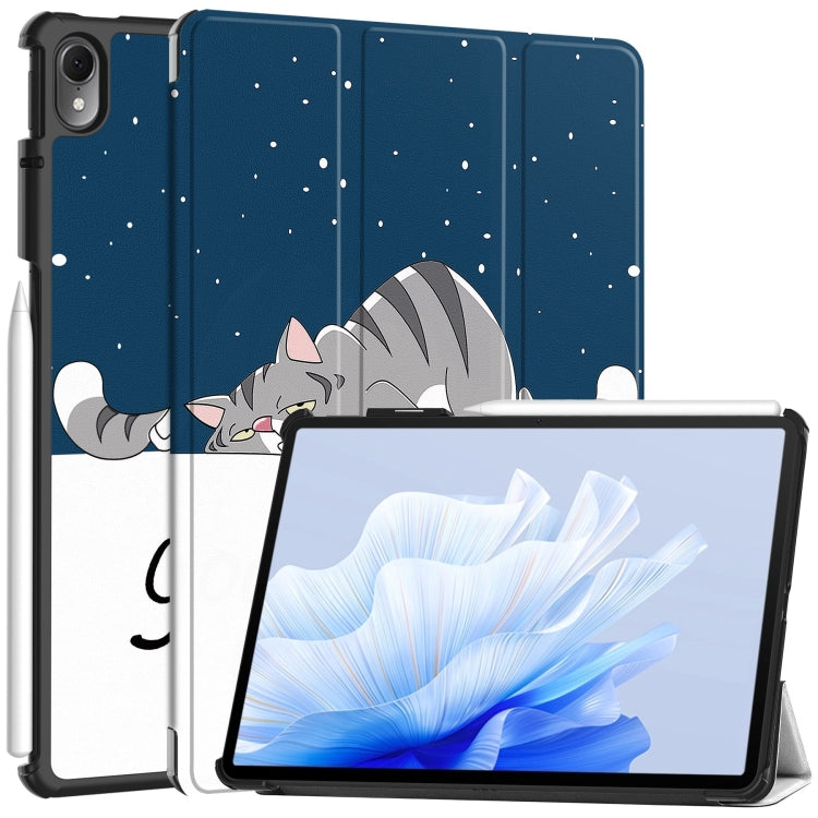 Custer Painted 3-Fold Holder Smart Leather Tablet Case, For Huawei Matepad Air