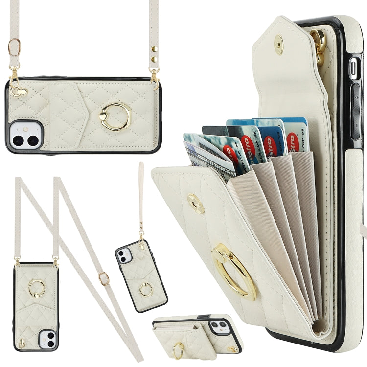 Rhombic Texture Card Bag Phone Case with Long Lanyard, For iPhone 11 Pro Max, For iPhone 11, For iPhone 11 Pro, For iPhone XR, For iPhone XS Max