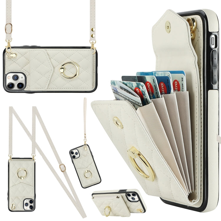 Rhombic Texture Card Bag Phone Case with Long Lanyard, For iPhone 11 Pro Max, For iPhone 11, For iPhone 11 Pro, For iPhone XR, For iPhone XS Max