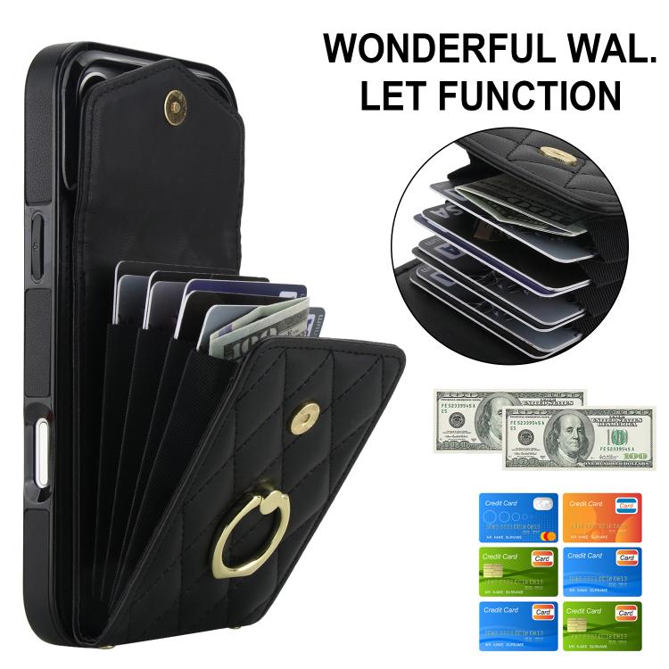 Rhombic Texture Card Bag Phone Case with Long Lanyard, For iPhone 18 Pro / 17 Pro, For iPhone 18 Pro Max / 17 Pro Max, For iPhone 17e / 16e, For iPhone 17, For iPhone Air, For iPhone 15 Pro Max