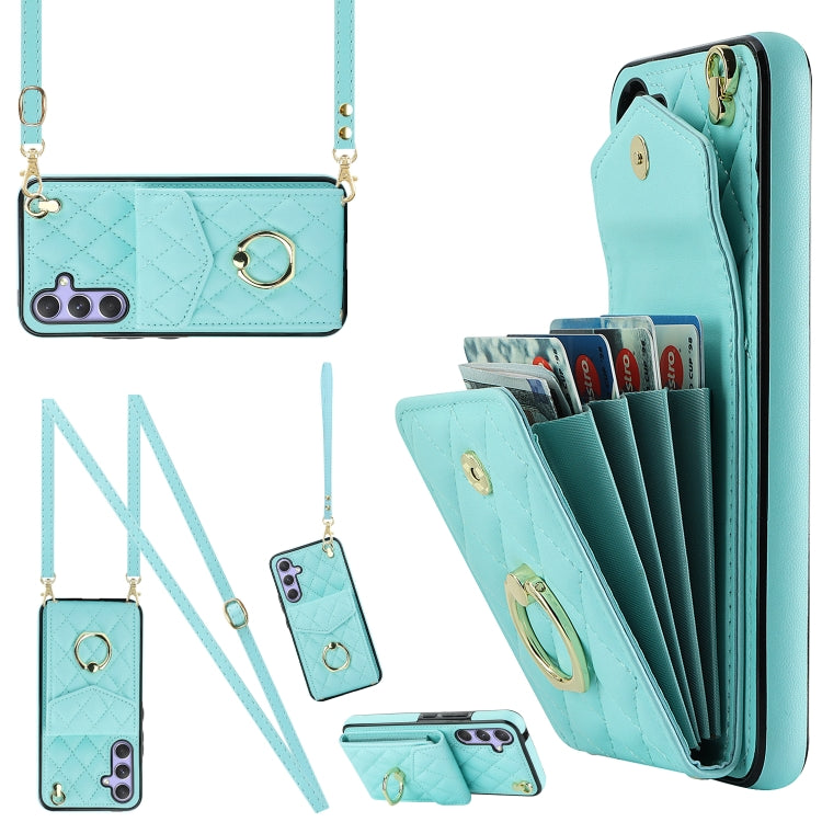 Rhombic Texture Card Bag Phone Case with Long Lanyard, For Samsung Galaxy S24 5G, For Samsung Galaxy A54 5G, For Samsung Galaxy S23 Ultra 5G, For Samsung Galaxy S23+ 5G, For Samsung Galaxy S23 5G, For Samsung Galaxy Note20 Ultra