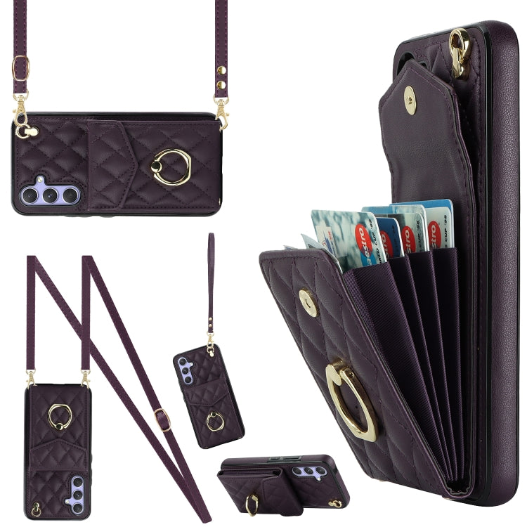 Rhombic Texture Card Bag Phone Case with Long Lanyard, For Samsung Galaxy S24 5G, For Samsung Galaxy A54 5G, For Samsung Galaxy S23 Ultra 5G, For Samsung Galaxy S23+ 5G, For Samsung Galaxy S23 5G, For Samsung Galaxy Note20 Ultra