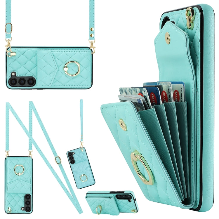 Rhombic Texture Card Bag Phone Case with Long Lanyard, For Samsung Galaxy S24 5G, For Samsung Galaxy A54 5G, For Samsung Galaxy S23 Ultra 5G, For Samsung Galaxy S23+ 5G, For Samsung Galaxy S23 5G, For Samsung Galaxy Note20 Ultra