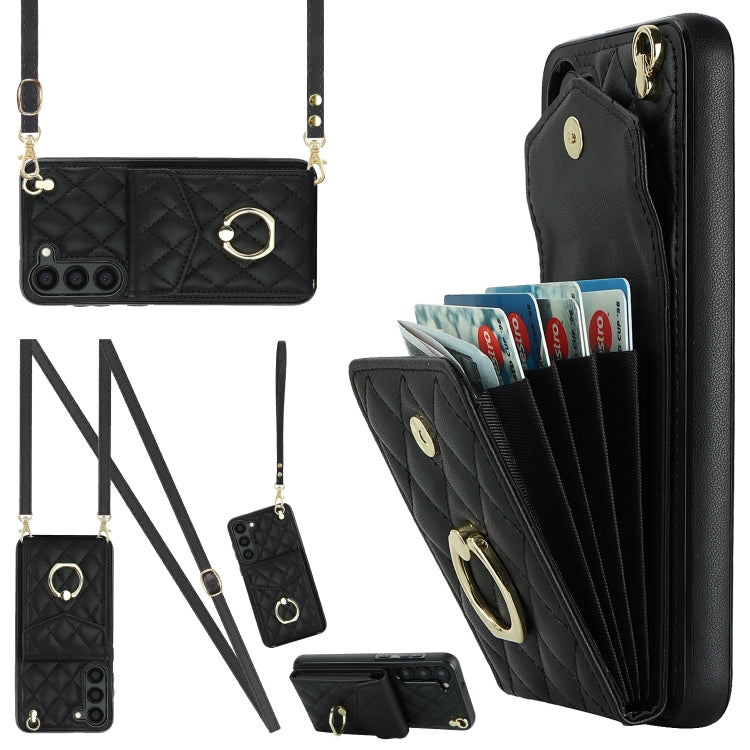 Rhombic Texture Card Bag Phone Case with Long Lanyard, For Samsung Galaxy S26+ 5G, For Samsung Galaxy S26 Ultra 5G, For Samsung Galaxy S26 5G, For Samsung Galaxy S25 Edge 5G, For Samsung Galaxy S24 Ultra 5G, For Samsung Galaxy S24+ 5G
