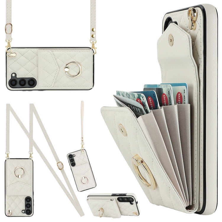 Rhombic Texture Card Bag Phone Case with Long Lanyard, For Samsung Galaxy S26+ 5G, For Samsung Galaxy S26 Ultra 5G, For Samsung Galaxy S26 5G, For Samsung Galaxy S25 Edge 5G, For Samsung Galaxy S24 Ultra 5G, For Samsung Galaxy S24+ 5G