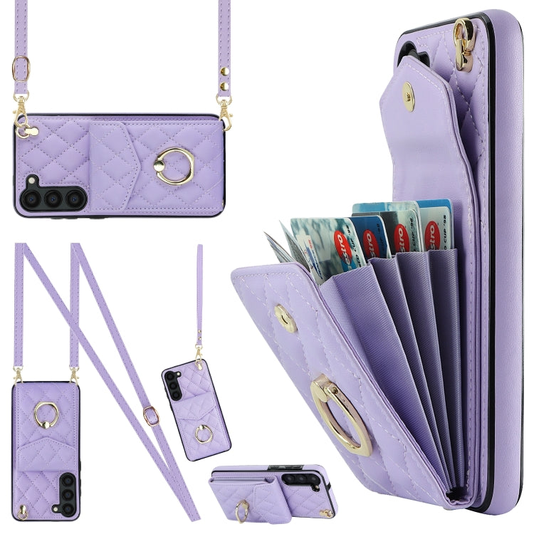 Rhombic Texture Card Bag Phone Case with Long Lanyard, For Samsung Galaxy S26+ 5G, For Samsung Galaxy S26 Ultra 5G, For Samsung Galaxy S26 5G, For Samsung Galaxy S25 Edge 5G, For Samsung Galaxy S24 Ultra 5G, For Samsung Galaxy S24+ 5G