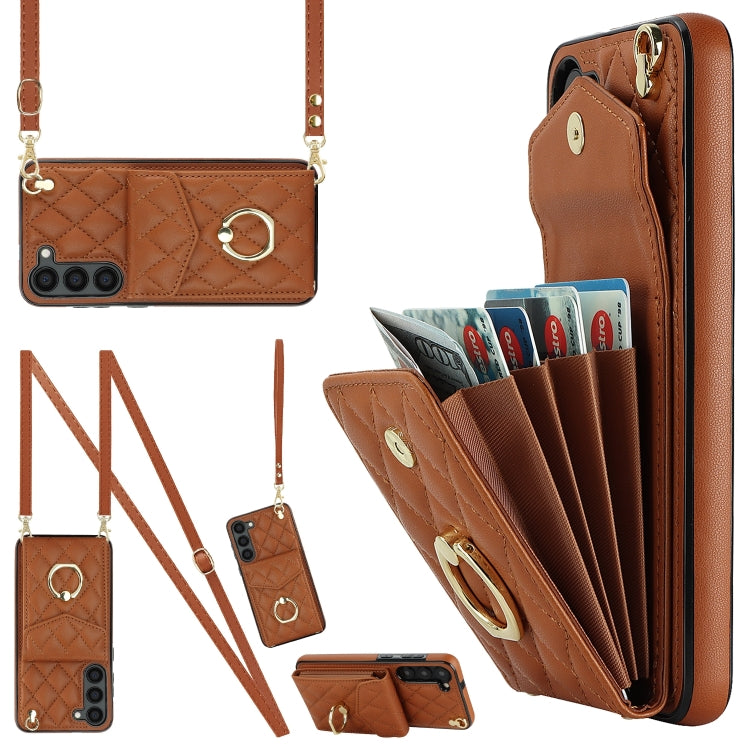 Rhombic Texture Card Bag Phone Case with Long Lanyard, For Samsung Galaxy S26+ 5G, For Samsung Galaxy S26 Ultra 5G, For Samsung Galaxy S26 5G, For Samsung Galaxy S25 Edge 5G, For Samsung Galaxy S24 Ultra 5G, For Samsung Galaxy S24+ 5G