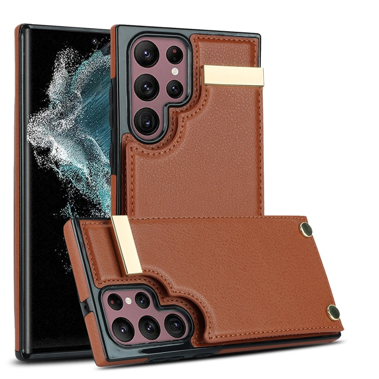 Metal Buckle Card Slots Phone Case, For Samsung Galaxy S26+ 5G, For Samsung Galaxy S26 Ultra 5G, For Samsung Galaxy S26 5G, For Samsung Galaxy S23 Ultra 5G, For Samsung Galaxy S22 Ultra 5G, For Samsung Galaxy Note20 Ultra