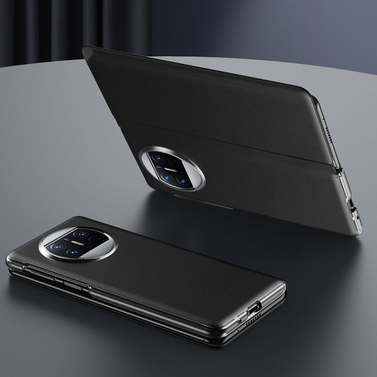 Litchi Pattern Foldable Side Window View Protective Phone Case, For Huawei Mate X3