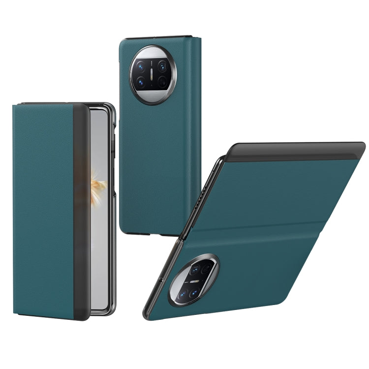 Litchi Pattern Foldable Side Window View Protective Phone Case, For Huawei Mate X3
