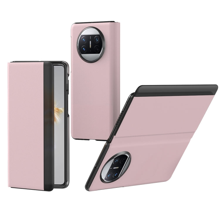 Litchi Pattern Foldable Side Window View Protective Phone Case, For Huawei Mate X3