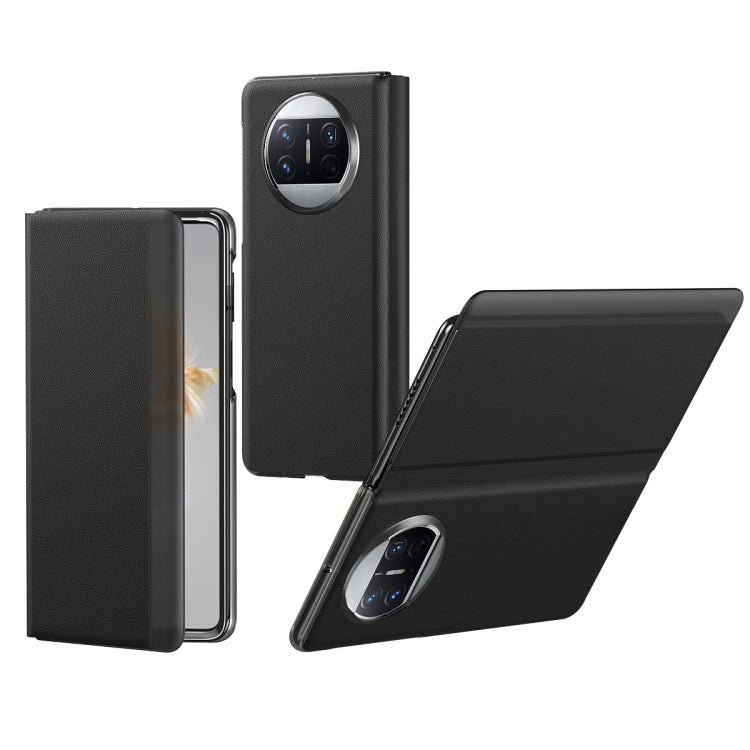 Litchi Pattern Foldable Side Window View Protective Phone Case, For Huawei Mate X3