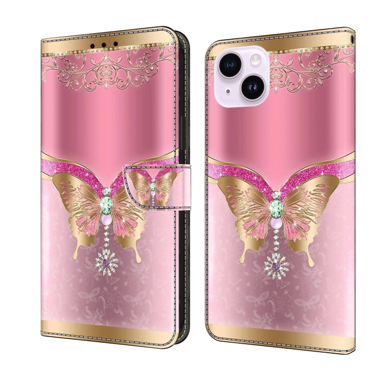 Crystal 3D Shockproof Protective Leather Phone Case, For iPhone 14 Pro, For iPhone 15 Plus