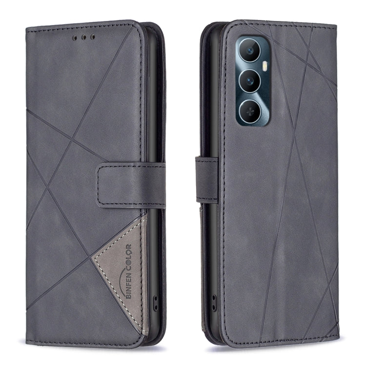 Magnetic Buckle Rhombus Texture Leather Phone Case, For  Realme 11 4G, For Realme 11 5G, For Realme C53, For Realme C65 4G