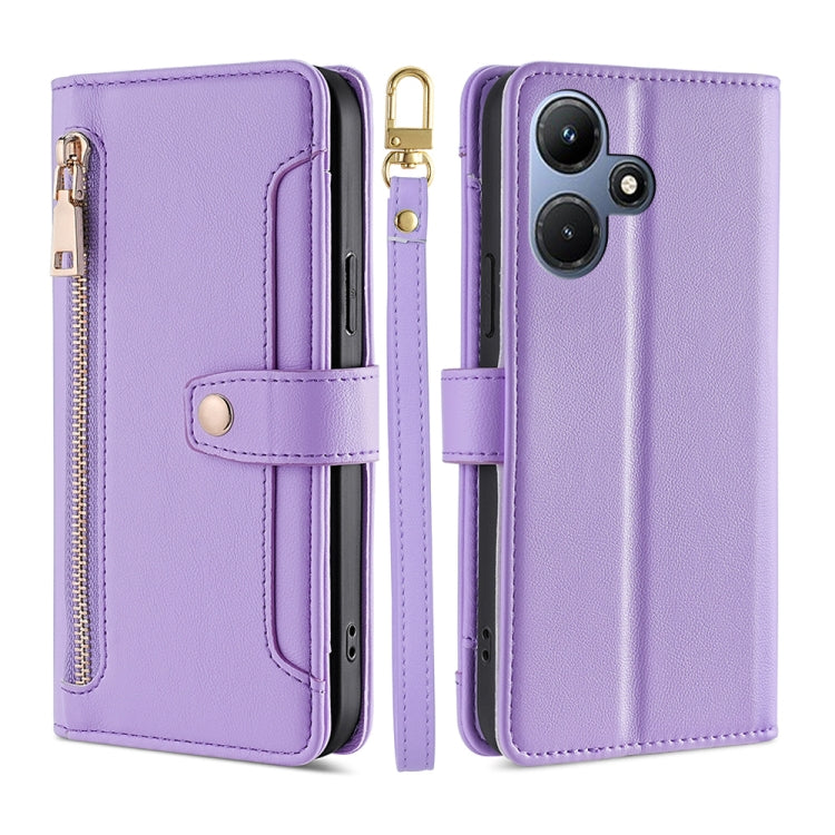 Sheep Texture Cross-body Zipper Wallet Leather Phone Case, For Infinix Note 40 Pro 4G, For Infinix Note 40 Pro 5G, For Infinix Note 40 4G, For Infinix Hot 40i, For Infinix GT 10 Pro 5G, For Infinix Smart 7 HD, For Infinix Note 30 VIP 5G                ...