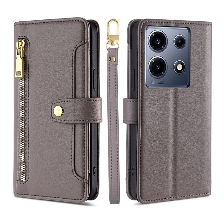 Sheep Texture Cross-body Zipper Wallet Leather Phone Case, For Infinix Note 40 Pro 4G, For Infinix Note 40 Pro 5G, For Infinix Note 40 4G, For Infinix Hot 40i, For Infinix GT 10 Pro 5G, For Infinix Smart 7 HD, For Infinix Note 30 VIP 5G                ...