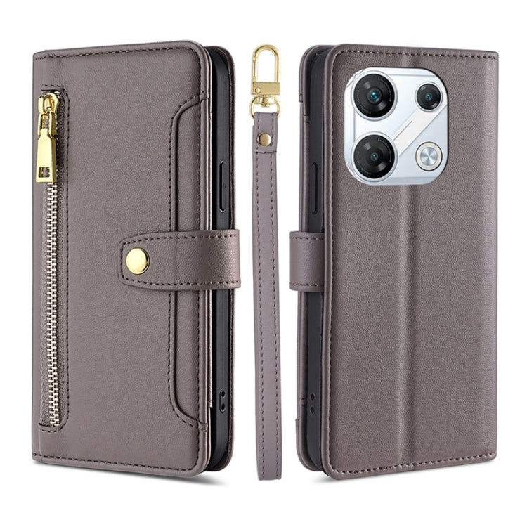 Sheep Texture Cross-body Zipper Wallet Leather Phone Case, For Infinix Note 40 Pro 4G, For Infinix Note 40 Pro 5G, For Infinix Note 40 4G, For Infinix Hot 40i, For Infinix GT 10 Pro 5G, For Infinix Smart 7 HD, For Infinix Note 30 VIP 5G                ...