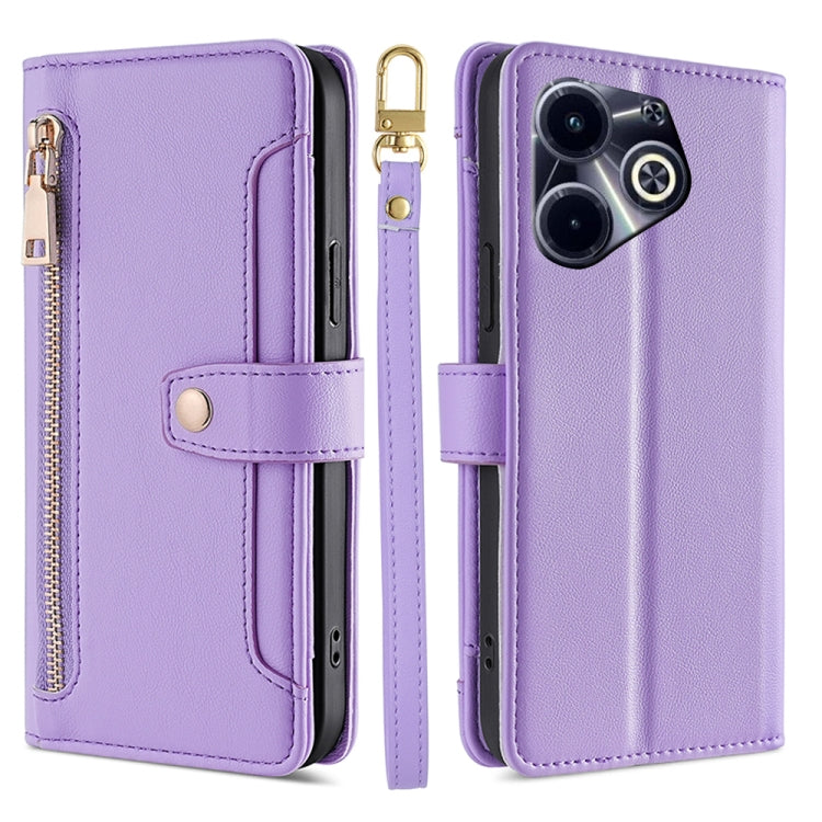 Sheep Texture Cross-body Zipper Wallet Leather Phone Case, For Infinix Note 40 Pro 4G, For Infinix Note 40 Pro 5G, For Infinix Note 40 4G, For Infinix Hot 40i, For Infinix GT 10 Pro 5G, For Infinix Smart 7 HD, For Infinix Note 30 VIP 5G                ...