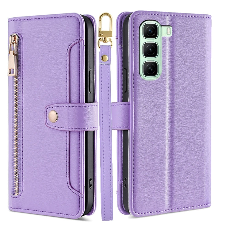 Sheep Texture Cross-body Zipper Wallet Leather Phone Case, For Infinix Note 50x 5G, For Infinix Note 50 Pro+ 5G, For Infinix Note 50 4G, For Infinix Hot 50i 4G, For Infinix Hot 50 4G, For Infinix Hot 50 5G, For Infinix Zero 40 4G, For Infinix Note 40 5G