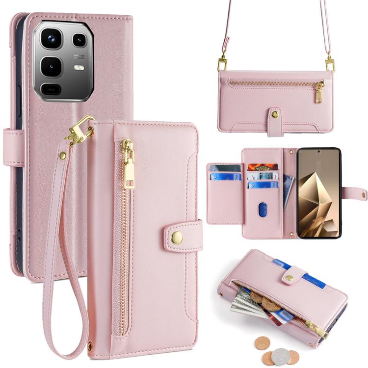Sheep Texture Cross-body Zipper Wallet Leather Phone Case, For Infinix Note 50x 5G, For Infinix Note 50 Pro+ 5G, For Infinix Note 50 4G, For Infinix Hot 50i 4G, For Infinix Hot 50 4G, For Infinix Hot 50 5G, For Infinix Zero 40 4G, For Infinix Note 40 5G