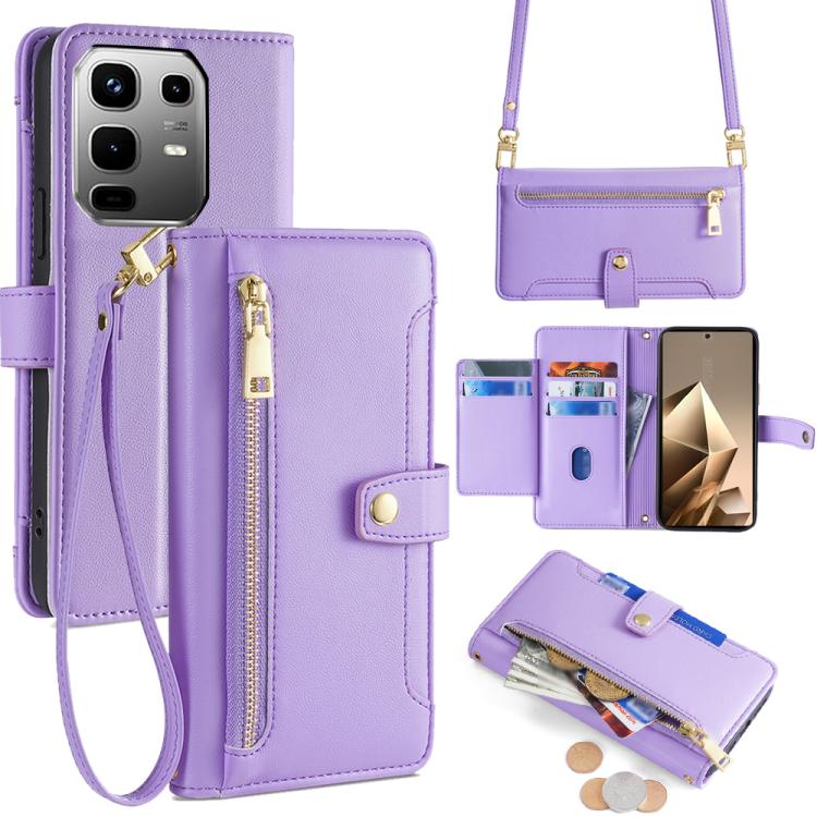Sheep Texture Cross-body Zipper Wallet Leather Phone Case, For Infinix Note 50x 5G, For Infinix Note 50 Pro+ 5G, For Infinix Note 50 4G, For Infinix Hot 50i 4G, For Infinix Hot 50 4G, For Infinix Hot 50 5G, For Infinix Zero 40 4G, For Infinix Note 40 5G