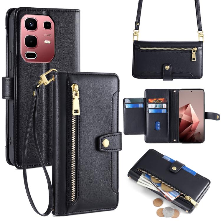 Sheep Texture Cross-body Zipper Wallet Leather Phone Case, For Infinix Note Edge 5G, For Infinix Smart 20 4G, For Infinix Note 60 5G, For Infinix Hot 60 5G, For Infinix Hot 60 Pro+ 4G, For Infinix Hot 60 Pro 4G, For Infinix Smart 10 4G                 ...