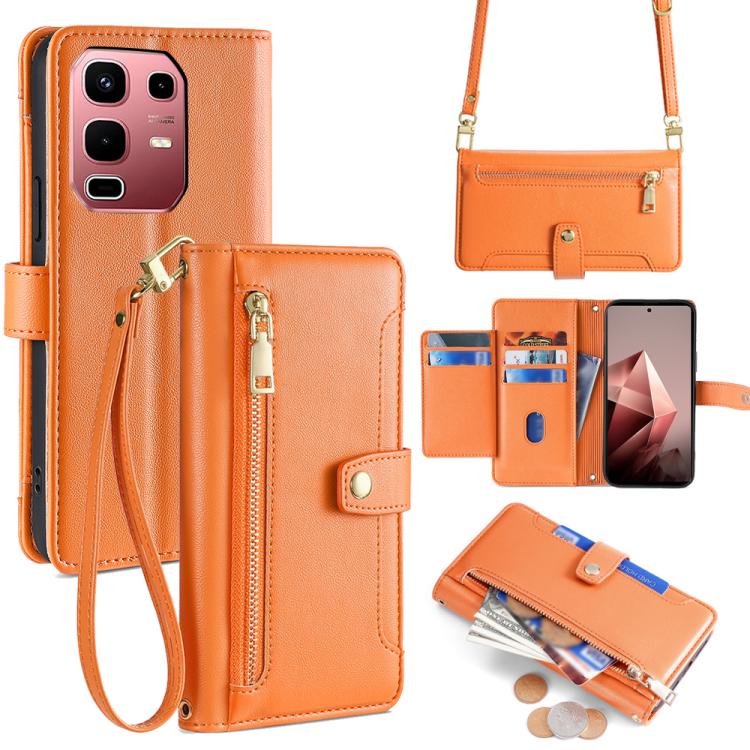 Sheep Texture Cross-body Zipper Wallet Leather Phone Case, For Infinix Note Edge 5G, For Infinix Smart 20 4G, For Infinix Note 60 5G, For Infinix Hot 60 5G, For Infinix Hot 60 Pro+ 4G, For Infinix Hot 60 Pro 4G, For Infinix Smart 10 4G                 ...