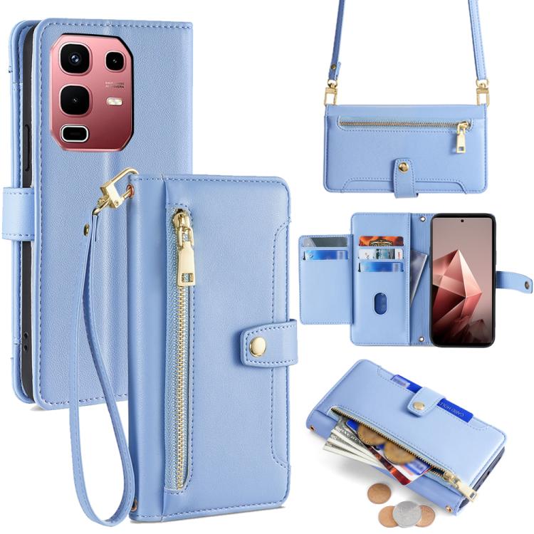 Sheep Texture Cross-body Zipper Wallet Leather Phone Case, For Infinix Note Edge 5G, For Infinix Smart 20 4G, For Infinix Note 60 5G, For Infinix Hot 60 5G, For Infinix Hot 60 Pro+ 4G, For Infinix Hot 60 Pro 4G, For Infinix Smart 10 4G                 ...