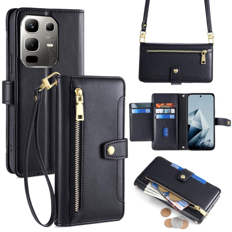 Sheep Texture Cross-body Zipper Wallet Leather Phone Case, For Infinix Note 50x 5G, For Infinix Note 50 Pro+ 5G, For Infinix Note 50 4G, For Infinix Hot 50i 4G, For Infinix Hot 50 4G, For Infinix Hot 50 5G, For Infinix Zero 40 4G, For Infinix Note 40 5G