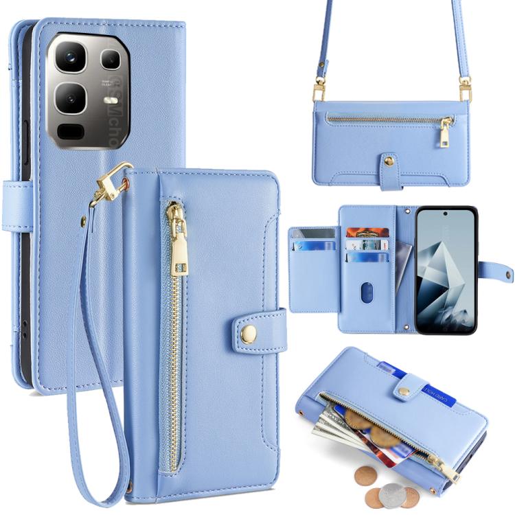 Sheep Texture Cross-body Zipper Wallet Leather Phone Case, For Infinix Note 50x 5G, For Infinix Note 50 Pro+ 5G, For Infinix Note 50 4G, For Infinix Hot 50i 4G, For Infinix Hot 50 4G, For Infinix Hot 50 5G, For Infinix Zero 40 4G, For Infinix Note 40 5G