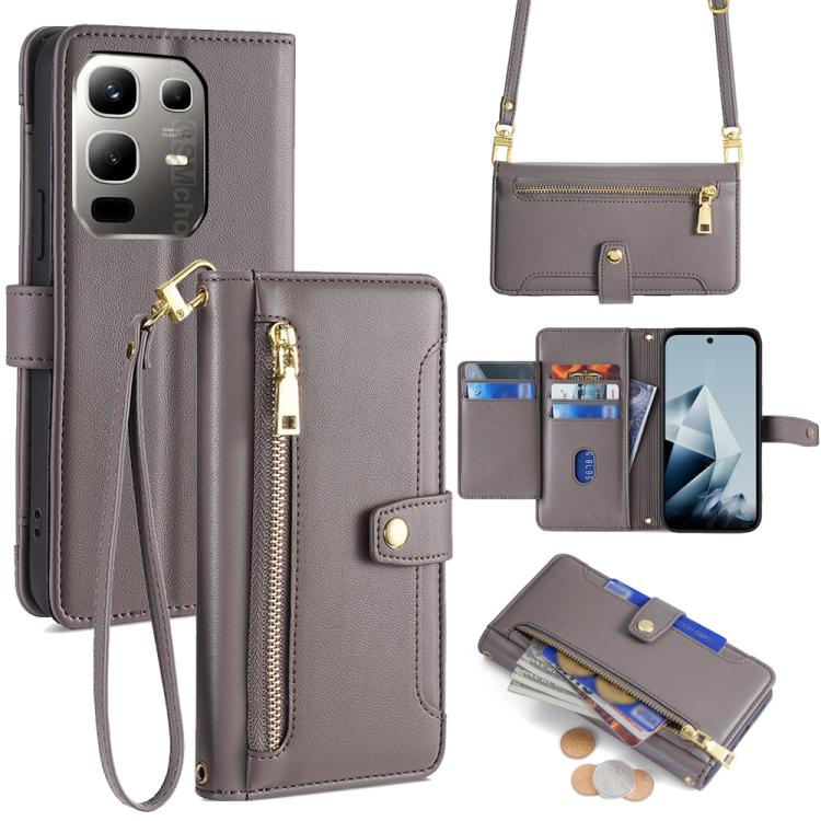 Sheep Texture Cross-body Zipper Wallet Leather Phone Case, For Infinix Note 50x 5G, For Infinix Note 50 Pro+ 5G, For Infinix Note 50 4G, For Infinix Hot 50i 4G, For Infinix Hot 50 4G, For Infinix Hot 50 5G, For Infinix Zero 40 4G, For Infinix Note 40 5G