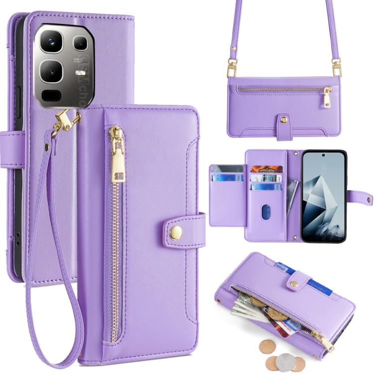 Sheep Texture Cross-body Zipper Wallet Leather Phone Case, For Infinix Note 50x 5G, For Infinix Note 50 Pro+ 5G, For Infinix Note 50 4G, For Infinix Hot 50i 4G, For Infinix Hot 50 4G, For Infinix Hot 50 5G, For Infinix Zero 40 4G, For Infinix Note 40 5G