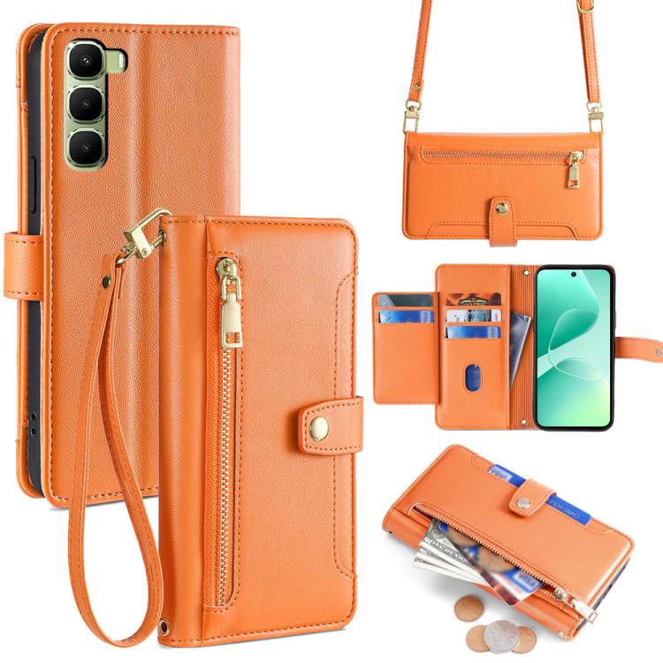 Sheep Texture Cross-body Zipper Wallet Leather Phone Case, For Infinix Note Edge 5G, For Infinix Smart 20 4G, For Infinix Note 60 5G, For Infinix Hot 60 5G, For Infinix Hot 60 Pro+ 4G, For Infinix Hot 60 Pro 4G, For Infinix Smart 10 4G                 ...