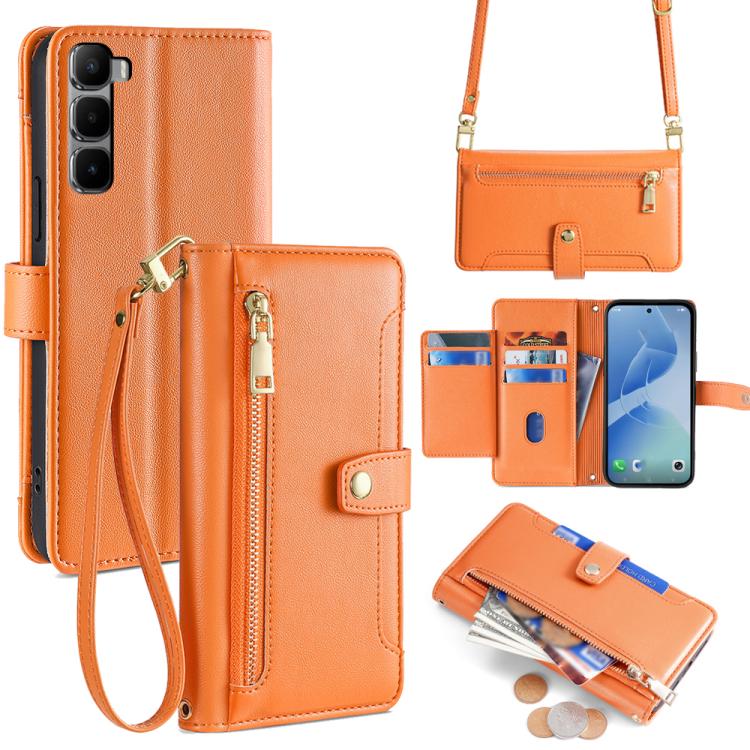 Sheep Texture Cross-body Zipper Wallet Leather Phone Case, For Infinix Note Edge 5G, For Infinix Smart 20 4G, For Infinix Note 60 5G, For Infinix Hot 60 5G, For Infinix Hot 60 Pro+ 4G, For Infinix Hot 60 Pro 4G, For Infinix Smart 10 4G                 ...