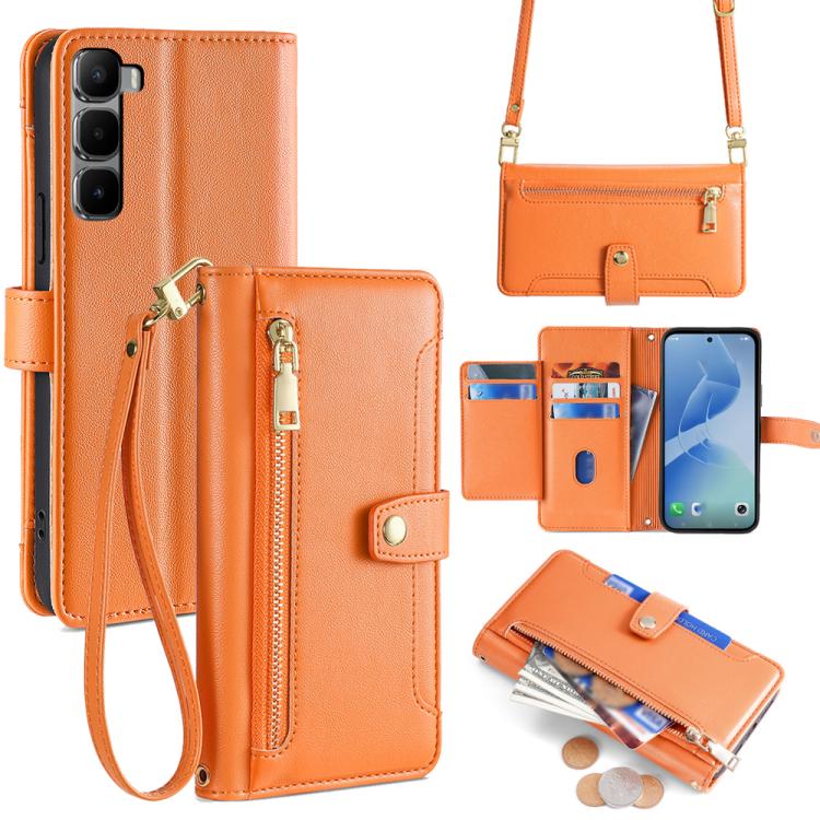 Sheep Texture Cross-body Zipper Wallet Leather Phone Case, For Infinix Note Edge 5G, For Infinix Smart 20 4G, For Infinix Note 60 5G, For Infinix Hot 60 5G, For Infinix Hot 60 Pro+ 4G, For Infinix Hot 60 Pro 4G, For Infinix Smart 10 4G                 ...