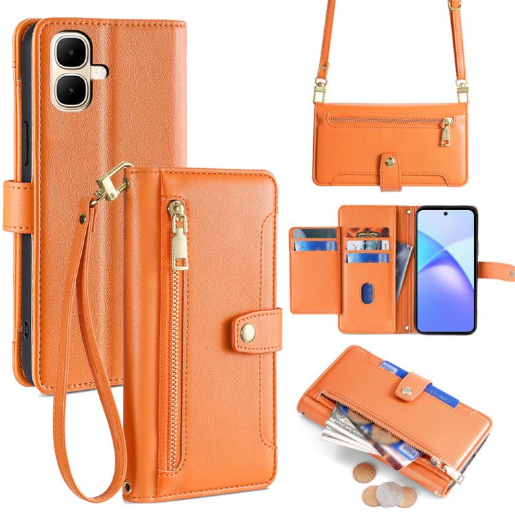 Sheep Texture Cross-body Zipper Wallet Leather Phone Case, For Infinix Note Edge 5G, For Infinix Smart 20 4G, For Infinix Note 60 5G, For Infinix Hot 60 5G, For Infinix Hot 60 Pro+ 4G, For Infinix Hot 60 Pro 4G, For Infinix Smart 10 4G                 ...