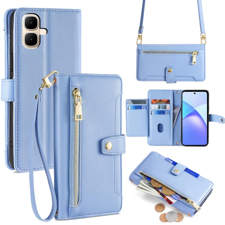 Sheep Texture Cross-body Zipper Wallet Leather Phone Case, For Infinix Note Edge 5G, For Infinix Smart 20 4G, For Infinix Note 60 5G, For Infinix Hot 60 5G, For Infinix Hot 60 Pro+ 4G, For Infinix Hot 60 Pro 4G, For Infinix Smart 10 4G                 ...