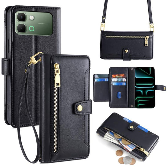 Sheep Texture Cross-body Zipper Wallet Leather Phone Case, For Infinix Note Edge 5G, For Infinix Smart 20 4G, For Infinix Note 60 5G, For Infinix Hot 60 5G, For Infinix Hot 60 Pro+ 4G, For Infinix Hot 60 Pro 4G, For Infinix Smart 10 4G                 ...