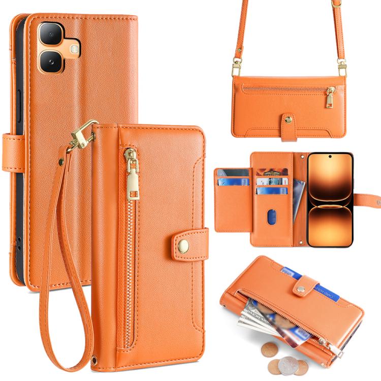 Sheep Texture Cross-body Zipper Wallet Leather Phone Case, For Infinix Note Edge 5G, For Infinix Smart 20 4G, For Infinix Note 60 5G, For Infinix Hot 60 5G, For Infinix Hot 60 Pro+ 4G, For Infinix Hot 60 Pro 4G, For Infinix Smart 10 4G                 ...