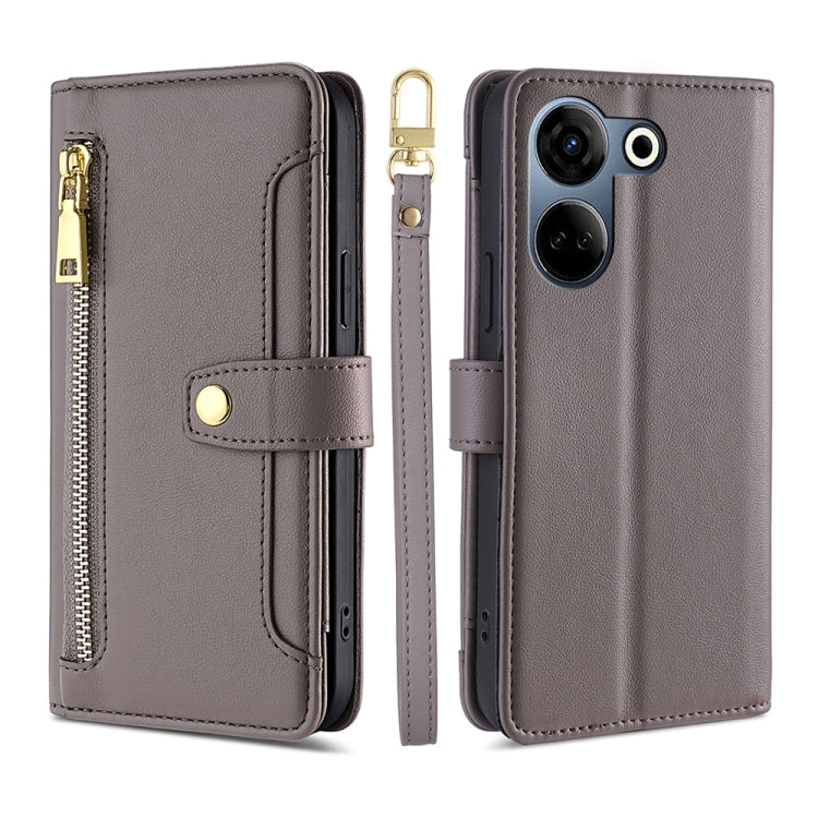 Sheep Texture Cross-body Zipper Wallet Leather Phone Case, For Tecno Camon 20 Pro 5G, For Tecno Camon 20 Pro 4G